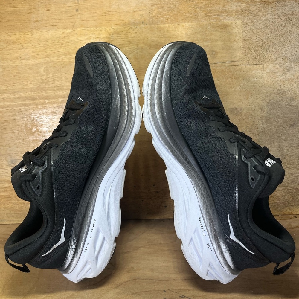 Hoka One One Bondi 8 REFLECTIVE Womens Size 9 Running Shoes Sneakers Black - Picture 6 of 12
